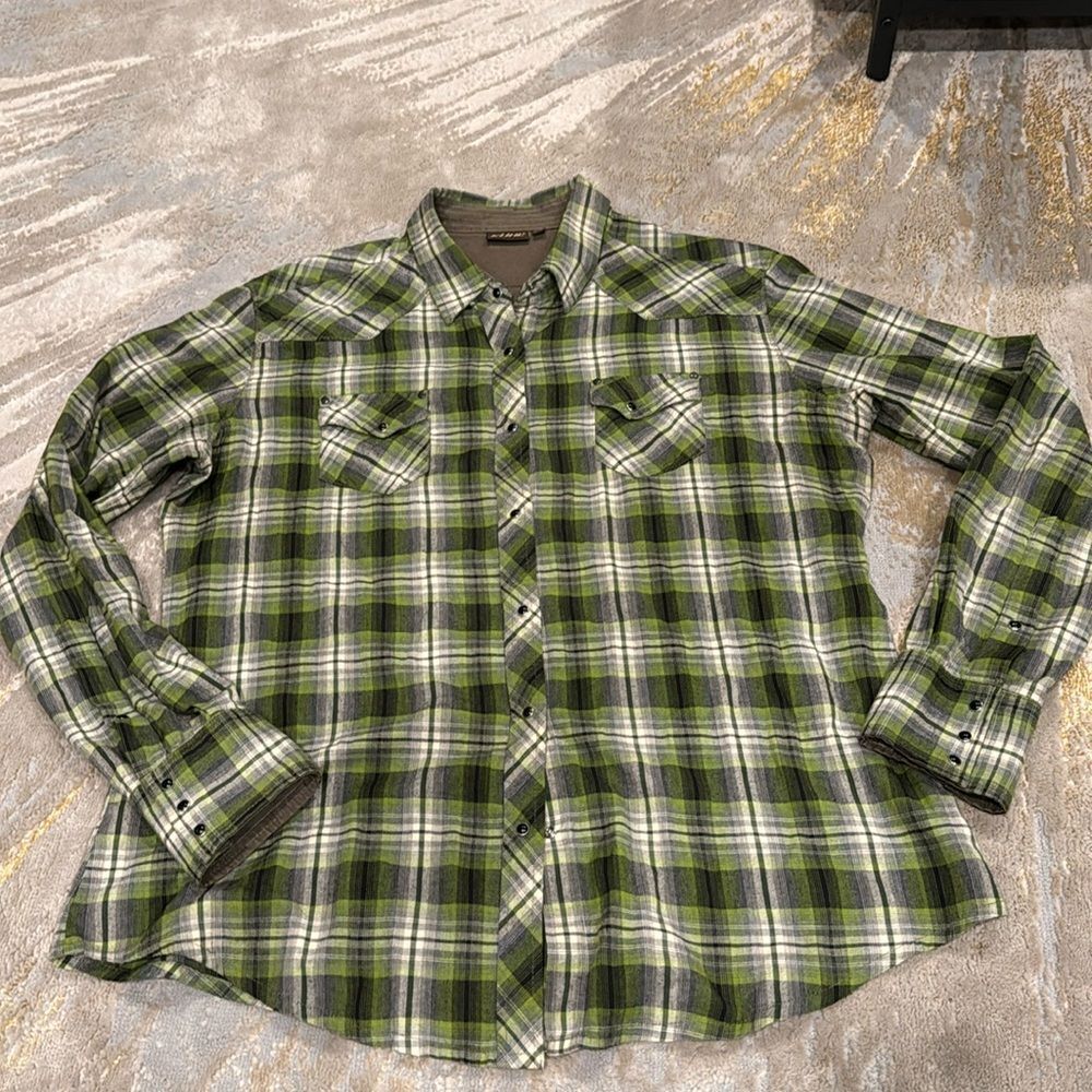 Sheridan Shirt - Long-Sleeve snap button green plaid - Women's size XL in GUC